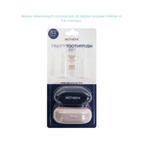 Zestaw silikonowych szczoteczek do zębów na palec Mother-K, 3-6 miesięcy