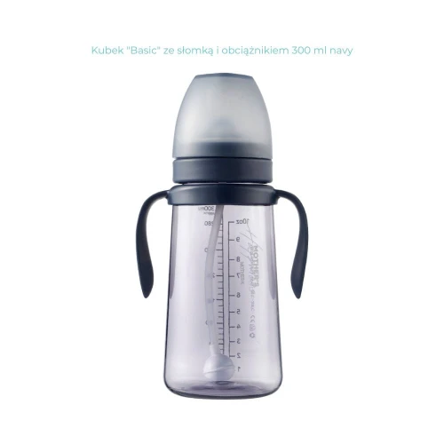 Kubek Mother-K "Basic" ze słomką i obciążnikiem 300 ml navy