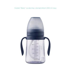 Mother-K "Basic" Kubek ze słomką i obciążnikiem 200 ml navy
