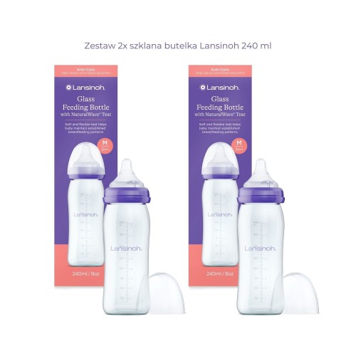 Zestaw 2x szklana butelka Lansinoh 240 ml