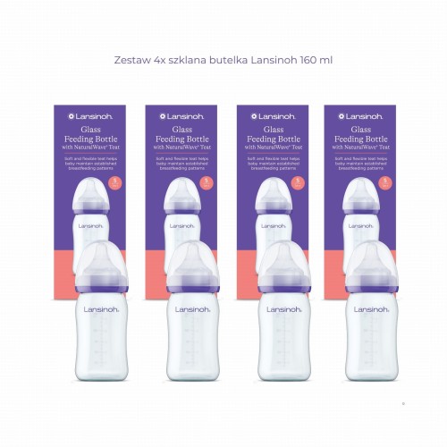 Zestaw 4x szklana butelka Lansinoh 160 ml